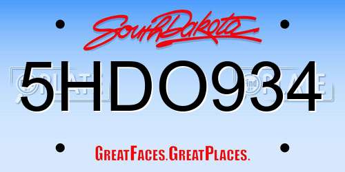 5HDO934 South Dakota License Plate