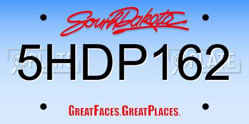 5HDP162 South Dakota License Plate