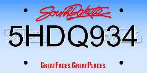 5HDQ934 South Dakota License Plate