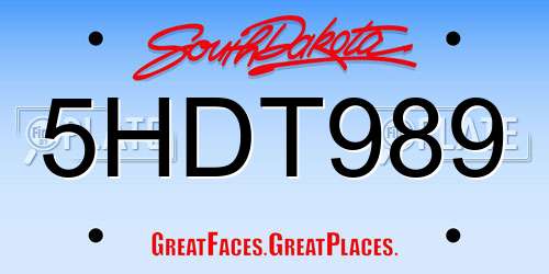 5HDT989 South Dakota License Plate