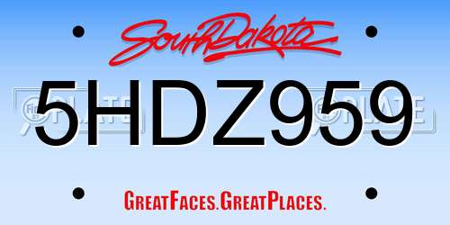 5HDZ959 South Dakota License Plate