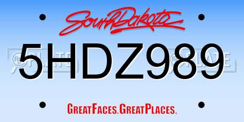 5HDZ989 South Dakota License Plate