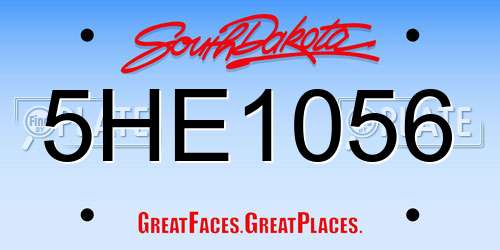 5HE1056 South Dakota License Plate