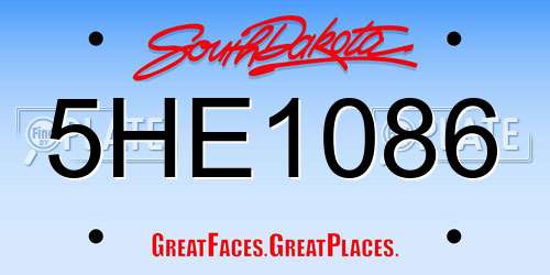 5HE1086 South Dakota License Plate