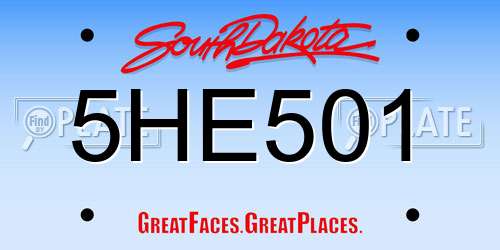 5HE501 South Dakota License Plate