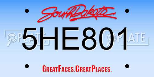 5HE801 South Dakota License Plate