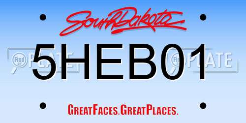 5HEB01 South Dakota License Plate