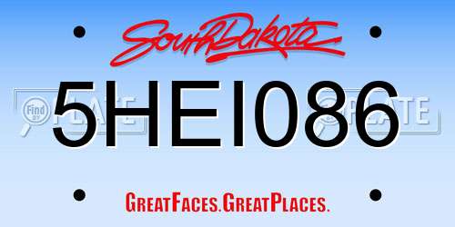 5HEI086 South Dakota License Plate