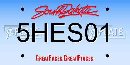 5HES01 South Dakota License Plate