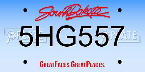 5HG557 South Dakota License Plate