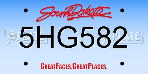 5HG582 South Dakota License Plate