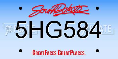 5HG584 South Dakota License Plate