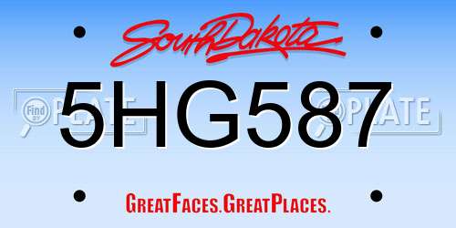 5HG587 South Dakota License Plate