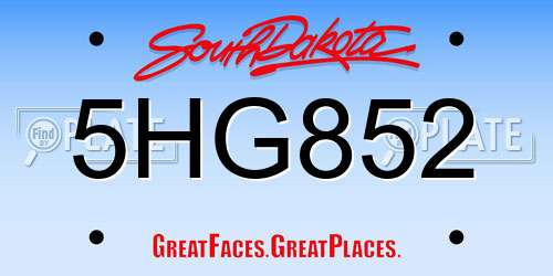 5HG852 South Dakota License Plate