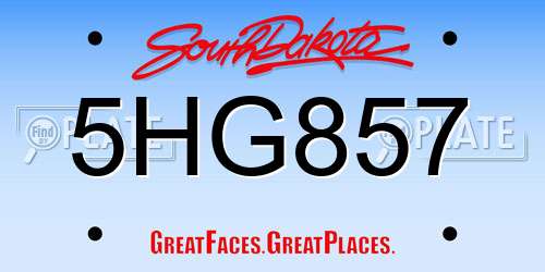 5HG857 South Dakota License Plate