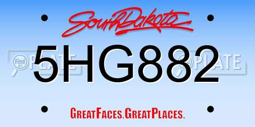5HG882 South Dakota License Plate
