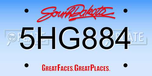 5HG884 South Dakota License Plate