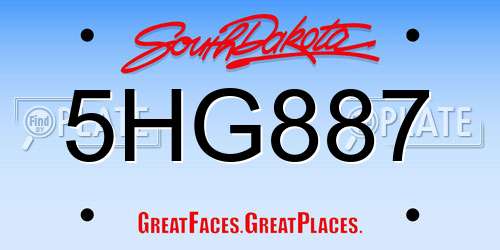 5HG887 South Dakota License Plate