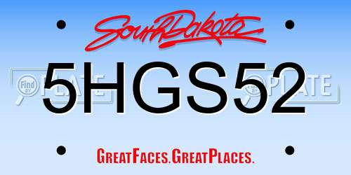 5HGS52 South Dakota License Plate