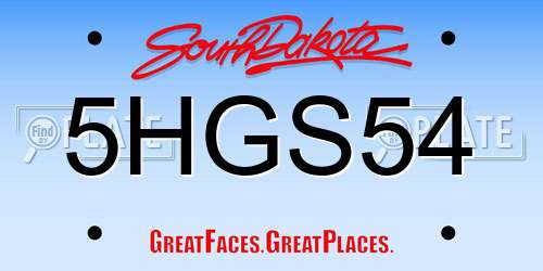 5HGS54 South Dakota License Plate