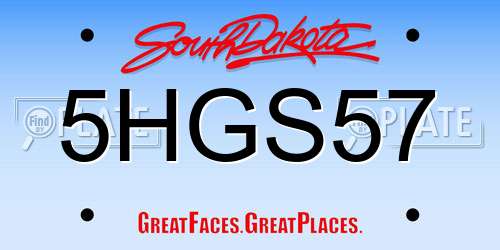 5HGS57 South Dakota License Plate