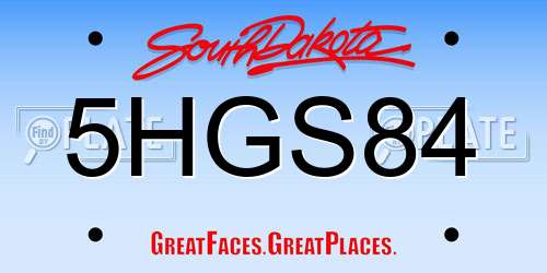 5HGS84 South Dakota License Plate