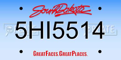 5HI5514 South Dakota License Plate