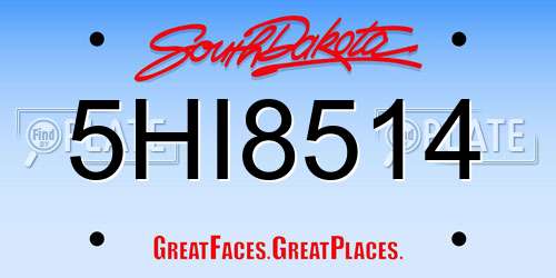 5HI8514 South Dakota License Plate