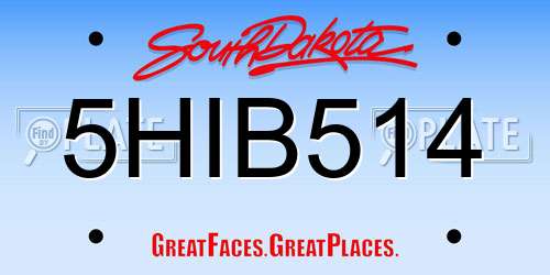 5HIB514 South Dakota License Plate