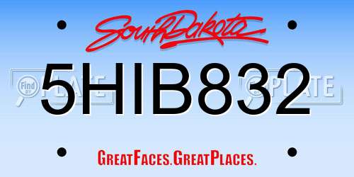 5HIB832 South Dakota License Plate