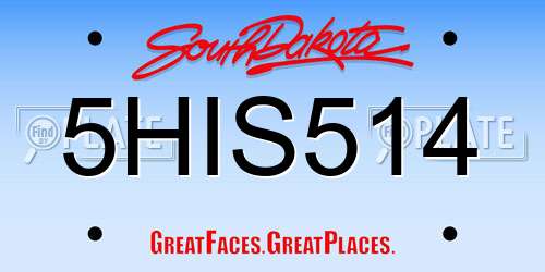5HIS514 South Dakota License Plate