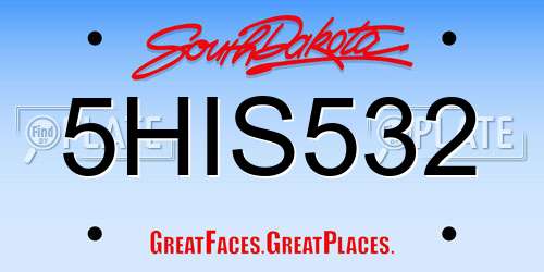 5HIS532 South Dakota License Plate