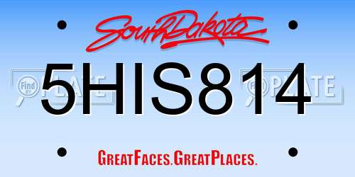 5HIS814 South Dakota License Plate