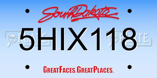5HIX118 South Dakota License Plate