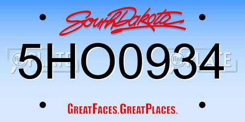 5HO0934 South Dakota License Plate