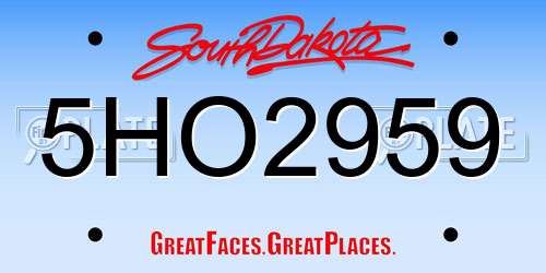 5HO2959 South Dakota License Plate