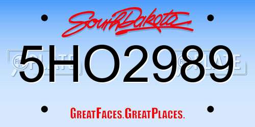 5HO2989 South Dakota License Plate