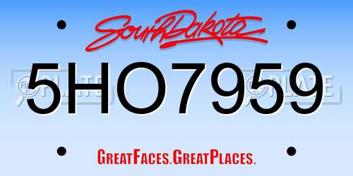 5HO7959 South Dakota License Plate