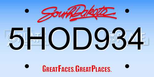 5HOD934 South Dakota License Plate
