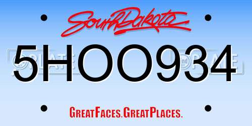 5HOO934 South Dakota License Plate