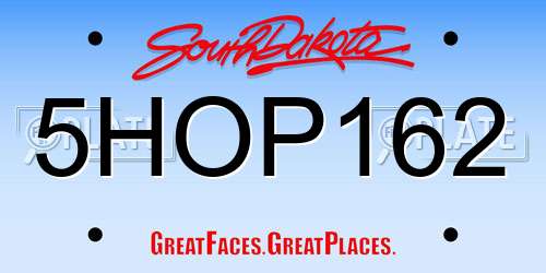 5HOP162 South Dakota License Plate