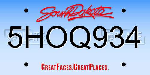 5HOQ934 South Dakota License Plate