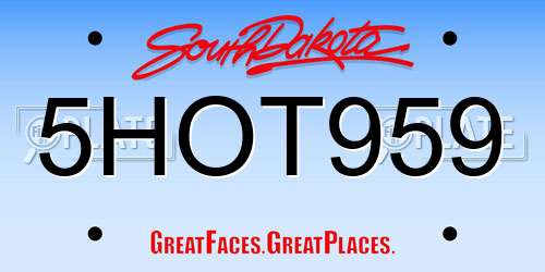 5HOT959 South Dakota License Plate