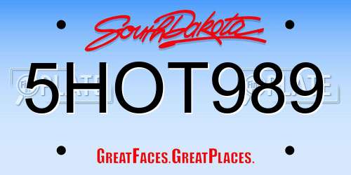 5HOT989 South Dakota License Plate