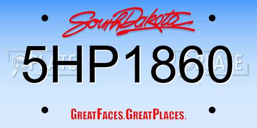 5HP1860 South Dakota License Plate