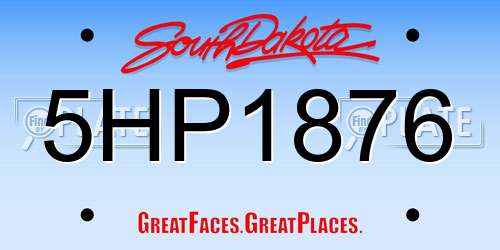 5HP1876 South Dakota License Plate