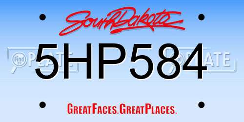 5HP584 South Dakota License Plate