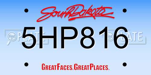 5HP816 South Dakota License Plate