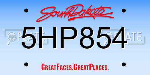 5HP854 South Dakota License Plate
