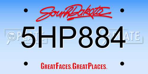 5HP884 South Dakota License Plate
